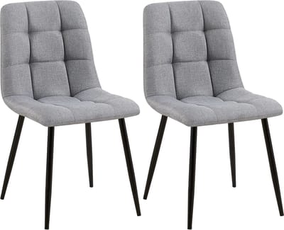 CLP Tilde Set van 2 eetkamerstoelen - Zonder armleuning - Industrieel - Stof/grijs