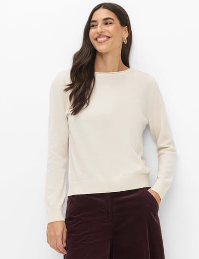 Brax Dames Trui  Style LISA dark ecru, crèmewit, maat 32