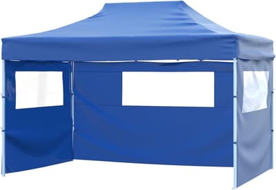Vouwbare Partytent - Tuinpaviljoen Tent - Feesten en Evenementen - Waterdicht UV-bestendig - 3 x 4.5 m - Blauw