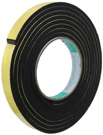 Schuimtape EVA-schuimtape enkelzijdige schuimstrips zelfklevend waterdicht voor deur- en raamisolatie, schuimafdichtingstape met hoge dichtheid 12 mm (B) x 3 mm (T) x 5 m (L)