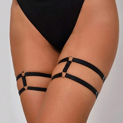 S Femmes Ceinture Porte-Jarretelles Élastique Cuisse Gothique Punk Harajuku Anneau de Jambe Porte-Jarretelles Harnais Tour de Cou Sangle Anneau de Jambe Y2K Ceinture Élastique One Size brown