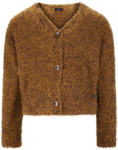 Like Flo - Deau Flo girls hairy cardigan - Mosterd - Maat 104