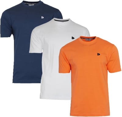 3-Pack Donnay - T-shirt (Vince) - Sportshirt - Heren - Navy/White/Apricot orange (584) - maat S