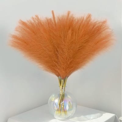 30 stuks gedroogde pampasgras, 55 cm, gedroogd pampasgras, kunstbloemen, decoratie, gedroogde bloemen, voor boho, bruiloft, woondecoratie (oranje)