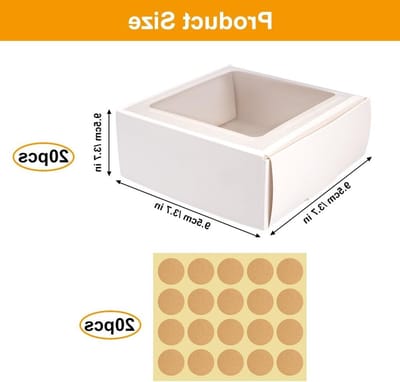 Kleine Transparante Cadeauboxen - Kraft Dozen met Venster voor Sweets, Chocolade en Koekjes - 20 Stuks 9.5 x 9.5 x 3.5 cm