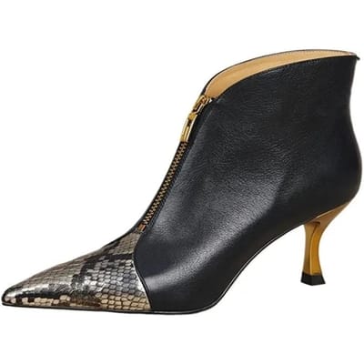 Mode Dames Schoenen Enkel Dameslaarzen Moderne Jurk Laarzen Dames Gemengde Kleuren Puntige Neus Rits Aan de Voorkant Hoge Hak Vrouwelijke Schoenen 37