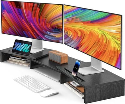 Sounix Monitor standaard - Monitorstandaard - Monitor Verhoger - 1 of 2 montors - Verstelbaar - Zwart
