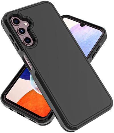 Hoesje Geschikt voor Samsung Galaxy A14 - Compatibel met MagSafe - Back Cover met Magneet - Dual-Layer Hybride Case Zwart