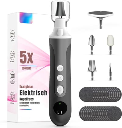 Aurixi® Pedicureset Electrisch - Pedicureset Professioneel - Pedicureset - Pedicure Apparaat - Grijs - 16cm x 4cm x 4cm