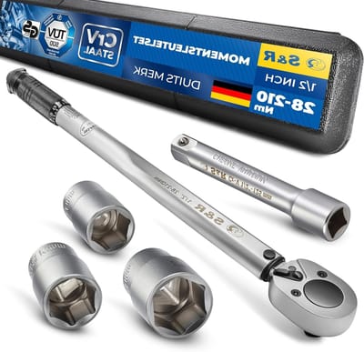 Momentsleutel Set - Dopsleutel Gereedschap - Wielmontage Voertuig - TÜV Getest Nauwkeurig - 475 mm 28-210 Nm - Grijs