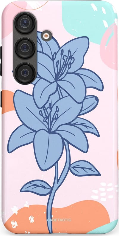 Casetastic hoesje geschikt voor Samsung Galaxy S25 - Dubbellaagse bescherming - Roze Paarse Lelie Bloemen - Fashion Case - Wit Perzik Lichtblauw Mintgroen