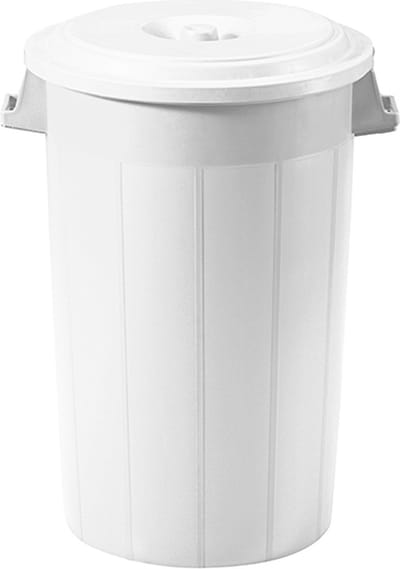 Buitenprullenbak - 120 liter - Afvalbak buiten - Afvalton met deksel - Vuilnisbak - Afvalemmer - Wit