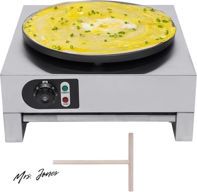 Mrs. Jones professioneel elektrisch 40 cm crêpeapparaat roestvrij staal palatham omeletten .