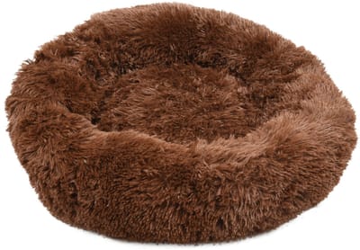 Flamingo Hondenmand – Donut Hondenmand – Kattenmand – Ronde Pluche Mand met Antislip – Mand Krems Bruin – Ø50 cm