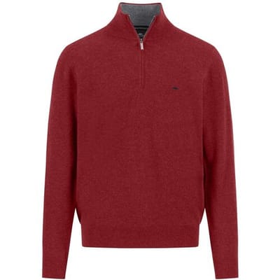 Fynch-Hatton Trui Troyer Zip Merino Cashmere Garnet Red / male