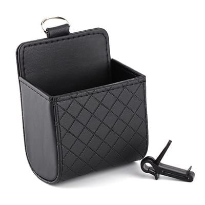 Dailygoods- Autoventilator Hoogwaardig PU-Materiaal - Opbergdoos met Haak - Organizer voor Auto - Ruimtebesparend - Stijlvolle Geruite Print - Grote Capaciteit