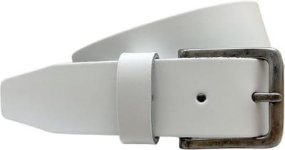 Riem - Riem Dames - Wit Italiaans Leer - 4.5 cm brede leren riem – Riem Heren - Broekriem Heren - Totale Riem Lengte 105 cm (Taillemaat tot 85 cm)
