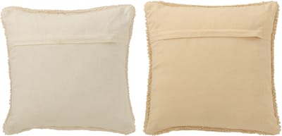 J-Line kussen Hohoho - polyester - wit/beige - 2 stuks