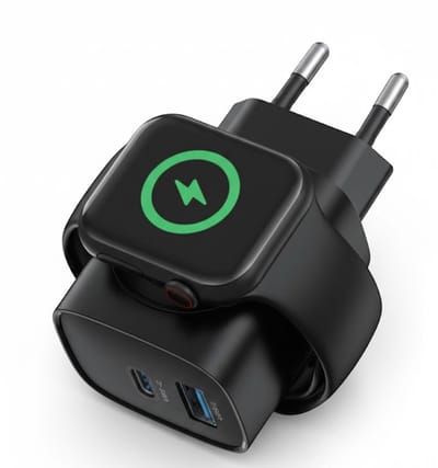 GMB 2-in-1 Apple Watch oplader 20W - 2 poorten USB C oplader PD & QC snellader voor Apple Watch, Tablet en Smart phone- Draadloze oplader - Wireless Charger voor Smart Watch - Zwart