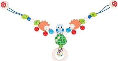 Kinderwagen ketting met clips en dierenfiguren