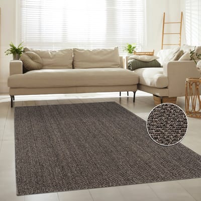Flycarpets Laagpolig Vloerkleed Hamiber - Wol look - Antraciet