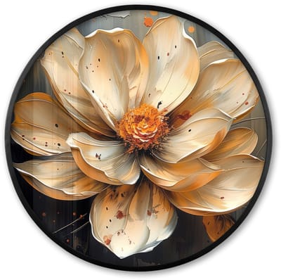 Poster in lijst Rond - Fotolijst 60x60 cm - Posters - Bloemen - Goud - Kunst - Zwart - Modern - Ronde posterlijst zwart - Decoratie - Wanddecoratie woonkamer - Muurdecoratie slaapkamer