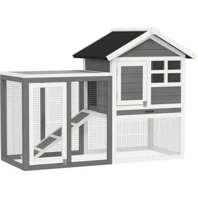 4goodz Konijnenhok uitneembare lade 122x62x92 cm grijs+zwart+