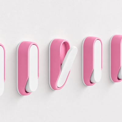 Set Van 3 Opvouwbare Wandhaken Design Kapstok Haak - Ruimtebesparende Inklapbare Wandhaak Voor Jas Tas Sleutel Handdoek - Moderne Minimalistische Wandhanger Met Schroeven Voor Hal Badkamer Slaapkamer - Sakura Pink + White