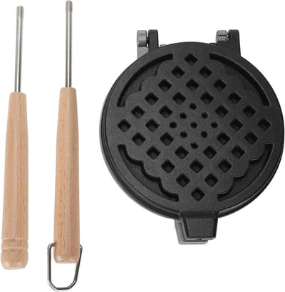 Wafelijzer Pan - Dubbelzijdig Wafelijzer - Ontbijt Bakken - Antiaanbaklaag - 36 x 14 cm - Zwart