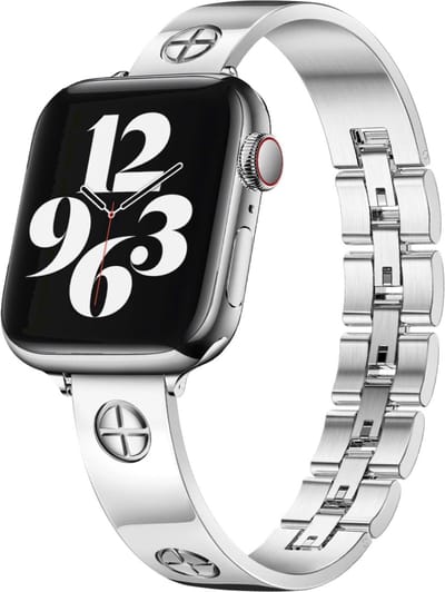 MY PROTECT - Luxe Metalen Inspired Plus Bandje - Geschikt Voor Apple Watch Bandje - Series 1/2/3/4/5/6/7/8/9/10/SE/Ultra - 44mm - 45mm - 46mm - 49mm - Zilver