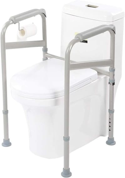 Armsteun voor Toilet met Veiligheidsreling, 2-in-1 Ondersteuning voor Zwangerschap en Gehandicapten, Antislip Veiligheidsframe voor Badkamer