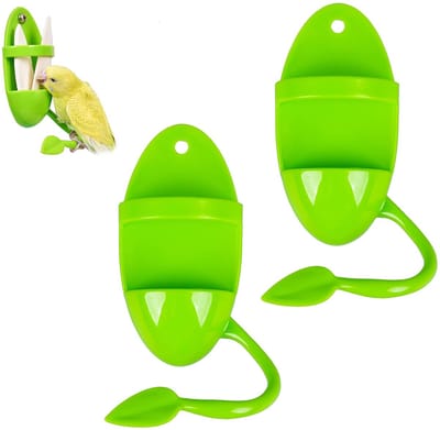 carmdering - Inktvisbeenhouder - Vogelkooi Accessoire - Calciumhouder - 2 stuks, kunststof/metaal, 10,9x5,6cm, eenvoudig te monteren - Voor parkieten & papegaaien - Fruit & groente geschikt