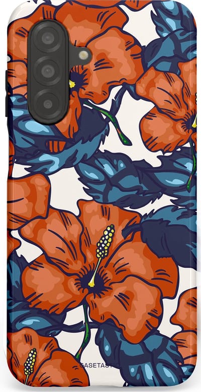 Casetastic hoesje geschikt voor Samsung Galaxy A26 - Dubbellaagse bescherming - Exotische paradijs - Fashion Case - Terracotta Donkerblauw Bruin Donkergrijs