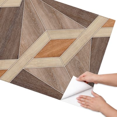 Coloray Meubel Wrap Folie - Bruin Meubelfolie - 75x150 cm - Meubelfolie Zelfklevend Houten patronen - Wrapfolie Keuken - Geometrische Meubelfolie - Decoratiefolie - Tafeldecoratie - Geometrie