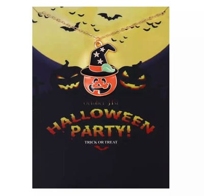 Akyol - pompoen ketting - oranje - pompoen - Cadeau - pompoen sieraad - ketting pompoen - halloween ketting - Halloween -trick or treat -Sieraad - carnaval- griezelig - oranje oorbel -sint maarten - horror – cadeau - gift