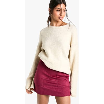 boohoo Dames Minirok met Suede-look | Burgundy | Maat: 6