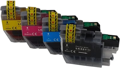 KATRIZ® huismerk inkt voor| 1x LC421XL Zwart + 1x LC421XL Cyaan + 1x LC421XLMagenta + 1x LC421XL Geel | Brother LC421XL/LC421/ Brother 421 | 4 stuks |- Met chip