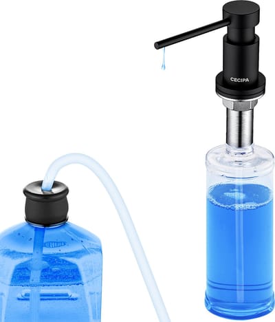 CECIPA max Zeepdispenser zwart - Zeeppompje Keuken - Inbouw zeepdispenser Voor Douche Keuken - Zeepdispenser Met 300ml fles - zeepdispenser set -Zwart