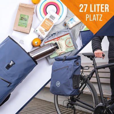 Waterdichte 3-in-1 fietstas voor bagagedrager, rugzak en zadeltas - 27 liter, reflecterend