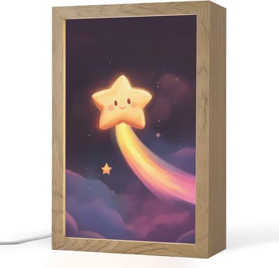 Nachtlampje 20x30 cm - Kinder lampje - Ster - Gezichtje - Lichtgevend - Tafellamp kinderkamer - Slaapkamer lamp - Bedlamp kinderen - Kinderlampje stopcontact - Wandlamp babykamer - Nachtlampjes