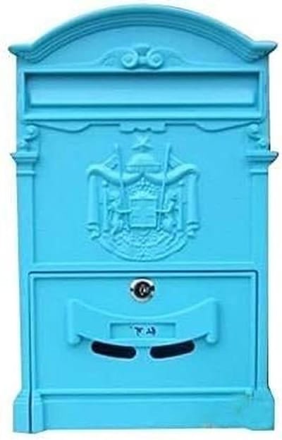 Wandbrievenbus Pakketbrievenbus - Brievenbus Kantoor - Post Ontvangen - Gegalvaniseerd Metaal - 16x10.1x3.2 Inch - Macaron Blauw