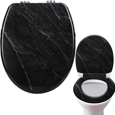 Ovale WC-Bril met Softclose, Stevig Toiletdeksel in Steenpatroon met Eenvoudige Montage