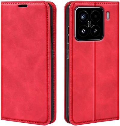MobyDefend Hoesje - Geschikt voor Xiaomi 15 - Luxe Wallet Bookcase (Magnetische Sluiting) - Rood