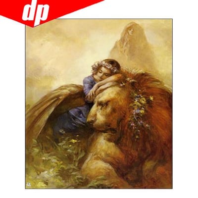 5D diamant borduurwerk dier leeuw DIY diamant schilderij kruissteek foto 20X30 beige