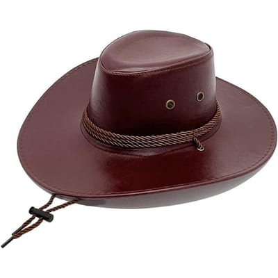 Leren Cowboyhoed Mannen Grote Hoedrand Jazz Hoed Vrouwen Buiten Zonneklep Ridderhoed M（56-58cm） black