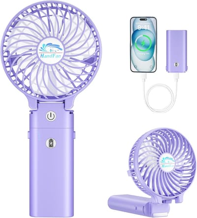 Thijox - Handventilator 5200 mAh - Draagbare Mini Ventilator met 20 Uur Runtime - 3 Snelheden Sterke Luchtstroom - Opvouwbare Persoonlijke Ventilator