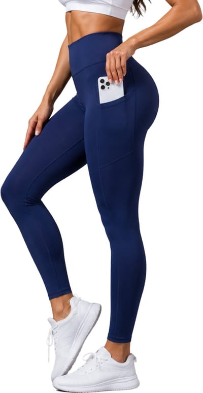 SparkNine Pacepocket dames sportlegging - met handige zakken - XL - blauw - hoge taille - elastisch - squatproof - niet doorschijnend