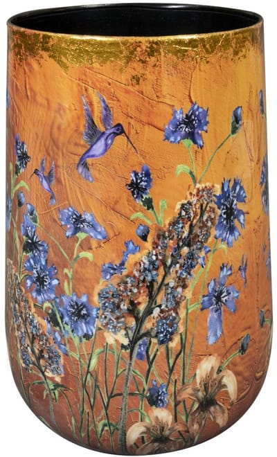 TS Collection - Vaas Dreamy hummingbird - 20x29 - Metaal & Epoxy - Exclusieve woonitems voor binnen - Handgemaakt - Unieke print - Designed by Lammie