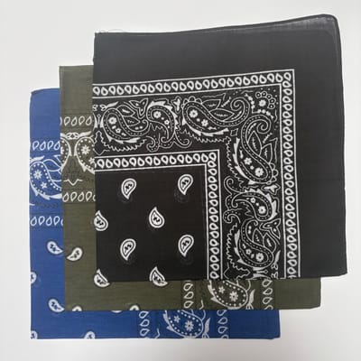 Bijoutheek Sjaal (Fashion) Bandana Set van 3 Blauw, Army Green, Zwart