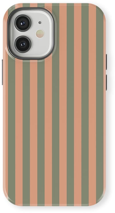 DripCase Gestreept Hoesje geschikt voor iPhone 12 Mini | Backcover met Mag | Stripes Motief | Trendy Case geschikt voor iPhone 12 Mini met Strepen Sweet Sage